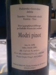 Urbajs Modri Pinot back label